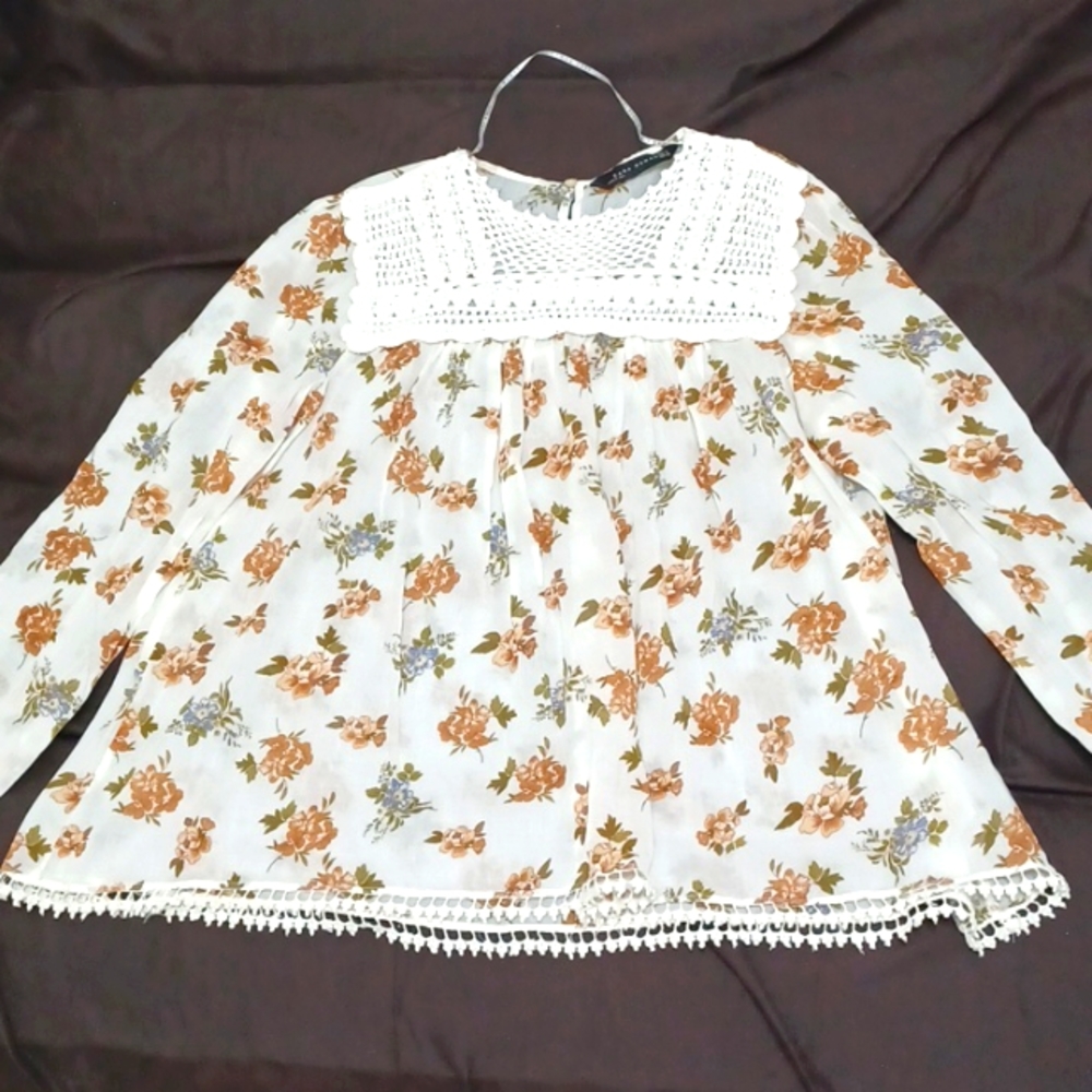 NWOT Zara Embroidery Floral Print Too
